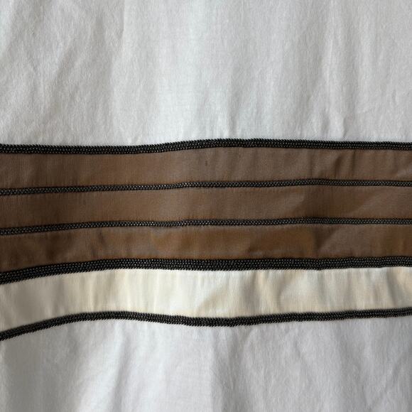 Brunello Cucinelli White Stripe Patterned Crewneck Short Sleeve T-Shirt Size M - Picture 4 of 7